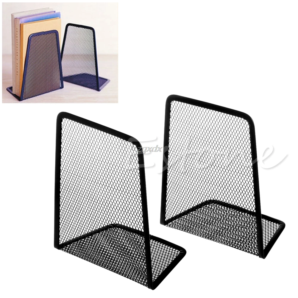 1 Pair Metal Mesh Desk Organizer Desktop Office accessories Home Book Holder Bookends Black Z11 Drop ship