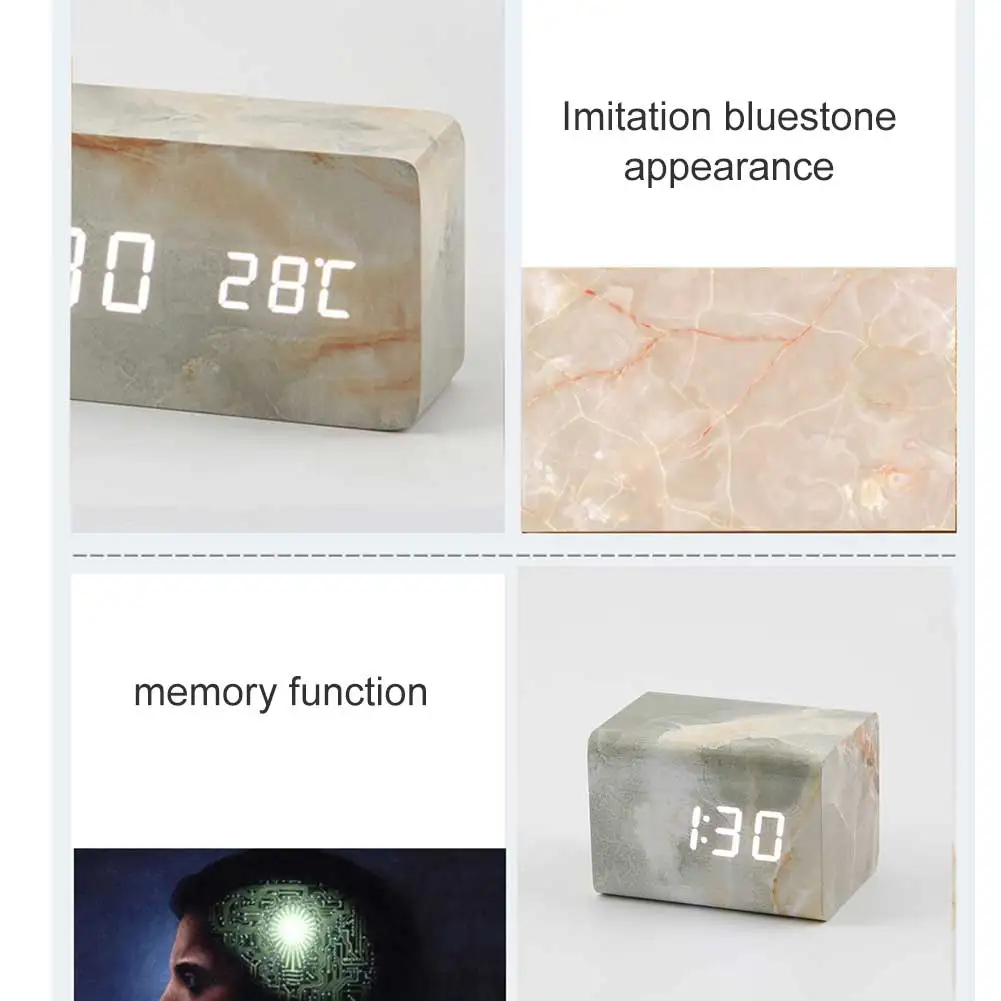Marble-like Wood LED Alarm Clock Digital Ultra-silent Desk Alarm Clock with Thermometer SLC88
Marble-like Wood LED Alarm Clock Digital Ultra-silent Desk Alarm Clock with Thermometer SLC88