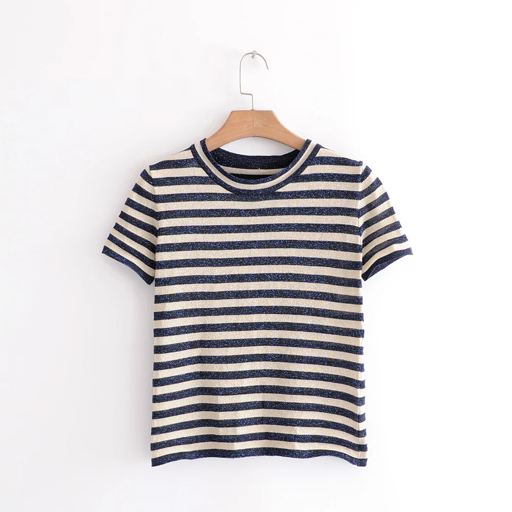 2018 women black striped top short sleeve t shirt o neck SML knitted drop shipping shiny yarn summer short style casual
2018 women black striped top short sleeve t shirt o neck SML knitted drop shipping shiny yarn summer short style casual