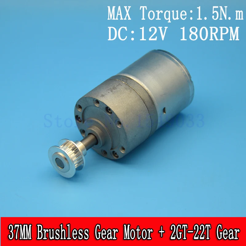 All Metal Gears Motor+2GT 22Teeth Synchronous wheel 37MM Brushless DC Geared Motor 12V180RPM High Torque 1.5N.M CW or CCW
All Metal Gears Motor+2GT 22Teeth Synchronous wheel 37MM Brushless DC Geared Motor 12V180RPM High Torque 1.5N.M CW or CCW