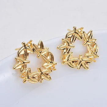 Triangle Earrings Post Hanger Connector Linkders Maple Leaf Base Findings DIY 24K Gold Color Metal Earrings Accessories
Triangle Earrings Post Hanger Connector Linkders Maple Leaf Base Findings DIY 24K Gold Color Metal Earrings Accessories