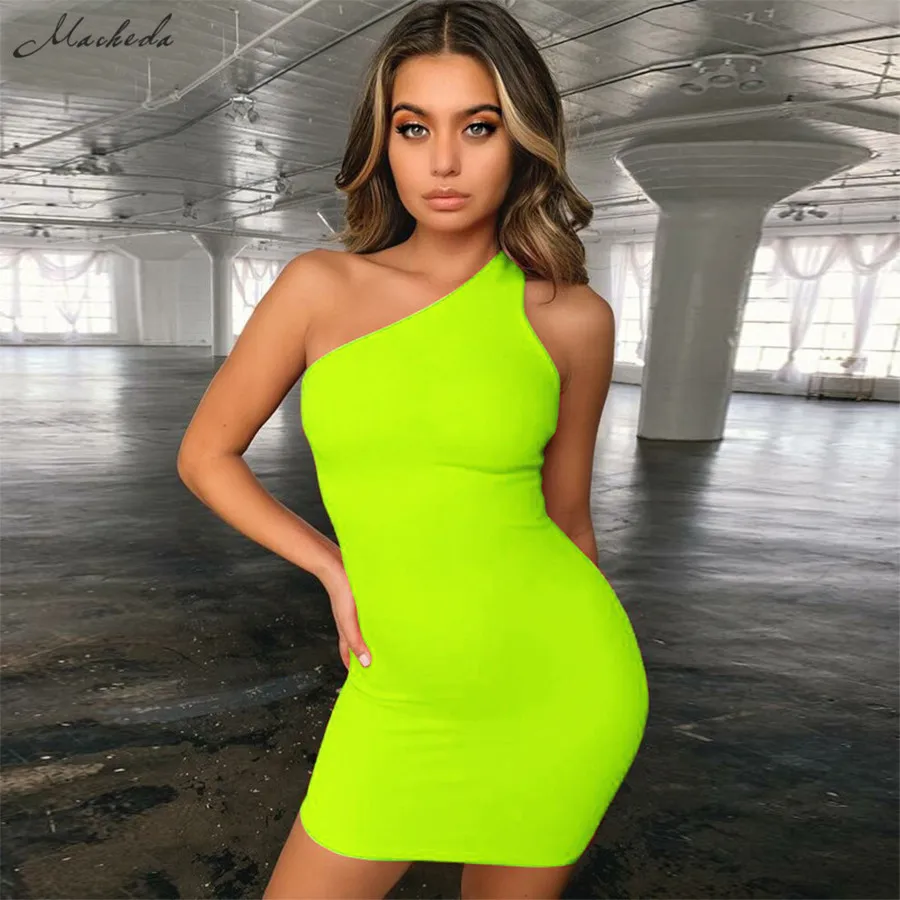 Macheda Fashion Women One Shoulder Basic Dresses Sleeveless Slim Solid Bodycon Dress Summer Casual Mini Dress 2019 New
Macheda Fashion Women One Shoulder Basic Dresses Sleeveless Slim Solid Bodycon Dress Summer Casual Mini Dress 2019 New