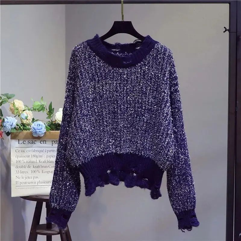 MUMUZI Dark Blue Highstreet Mixed Color Applique Step Hem Asymmetrical Oversized Jumper Autumn Women Hole Pullovers Sweater
MUMUZI Dark Blue Highstreet Mixed Color Applique Step Hem Asymmetrical Oversized Jumper Autumn Women Hole Pullovers Sweater