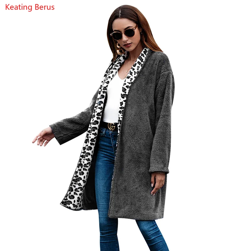 Keating Berus Autumn Winter Women's Fashion Leopard Print Collar Long Pure Color Warm Long Sleeve Woollen Coat Ladies
Keating Berus Autumn Winter Women's Fashion Leopard Print Collar Long Pure Color Warm Long Sleeve Woollen Coat Ladies