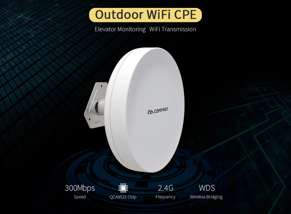 2pcs COMFAST 300Mpbs wireless AP bridge Long Range CPE 2.4G WIFI Signal Booster Amplifier wifi repeater routers
2pcs COMFAST 300Mpbs wireless AP bridge Long Range CPE 2.4G WIFI Signal Booster Amplifier wifi repeater routers