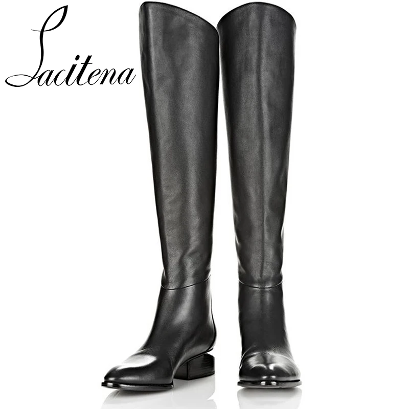 Cow Leather Mid-Calf Boots Zip Genuine Leather Women Boots