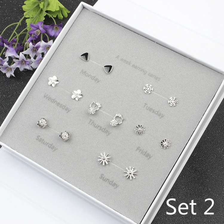 Hot!One Week Earrings Set Simple 925 Sterling Silver Needle With Cubic Zirconia Stud Earrings for Women Daily Party Gift Jewelry
Hot!One Week Earrings Set Simple 925 Sterling Silver Needle With Cubic Zirconia Stud Earrings for Women Daily Party Gift Jewelry