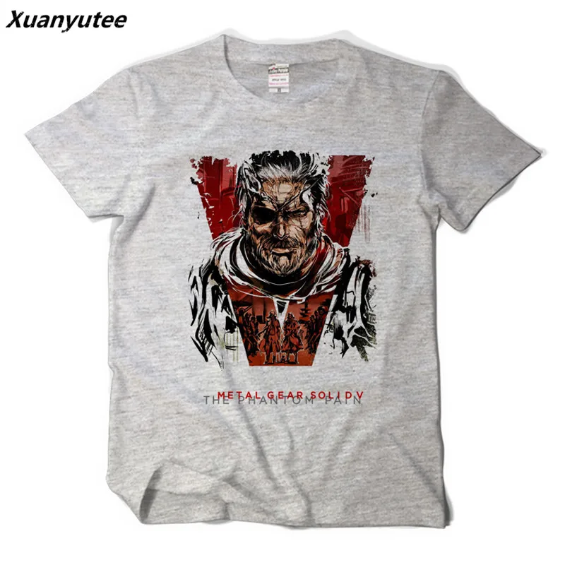 Xuanyutee The Phantom Pain Metal Gear Однотонная футболка Homme De Marque с коротким рукавом и круглым