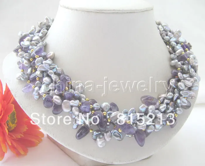 FREE SHIPPING>@@> N911 6row 9mm gray baroque keshi reborn freshwater pearl & amethyst necklace
FREE SHIPPING>@@> N911 6row 9mm gray baroque keshi reborn freshwater pearl & amethyst necklace