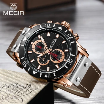 MEGIR Chronograph Sport Men Watch Leather Creative Quartz Watches Men Clock Hour Army Military Wristwatches Relogio Masculino
MEGIR Chronograph Sport Men Watch Leather Creative Quartz Watches Men Clock Hour Army Military Wristwatches Relogio Masculino