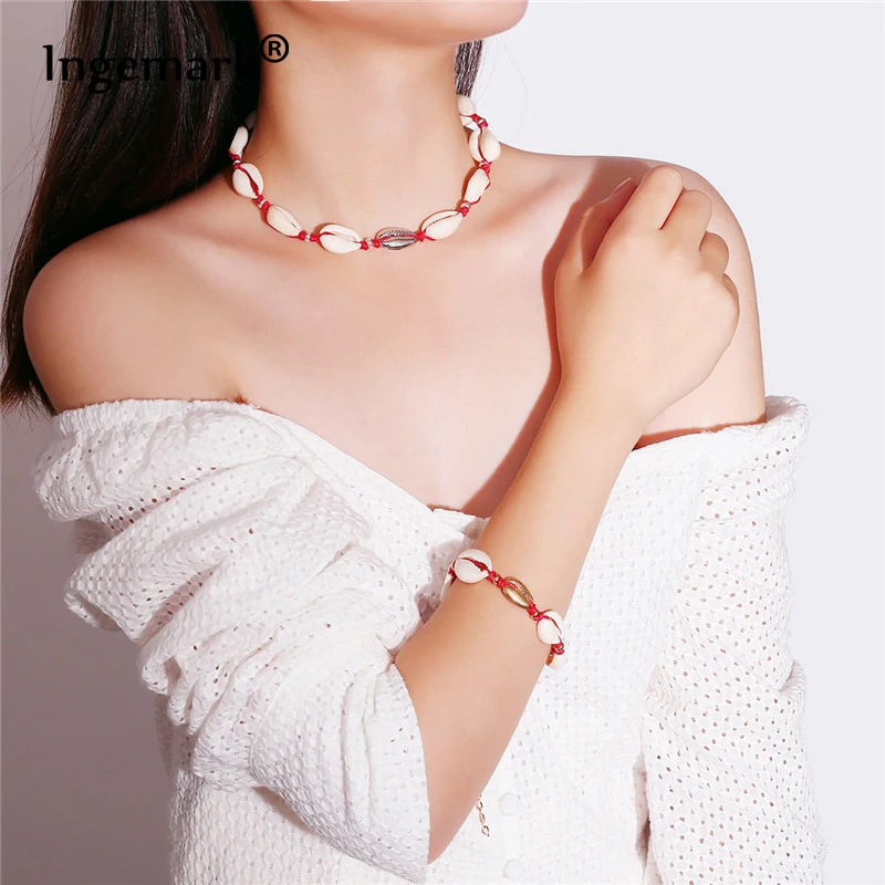 Bohemia Charm Sea Shells Choker Necklace Bracelet Jewelry Sets for Women Girls Fashion Adjustable Natural Shell Choker Collar
Bohemia Charm Sea Shells Choker Necklace Bracelet Jewelry Sets for Women Girls Fashion Adjustable Natural Shell Choker Collar