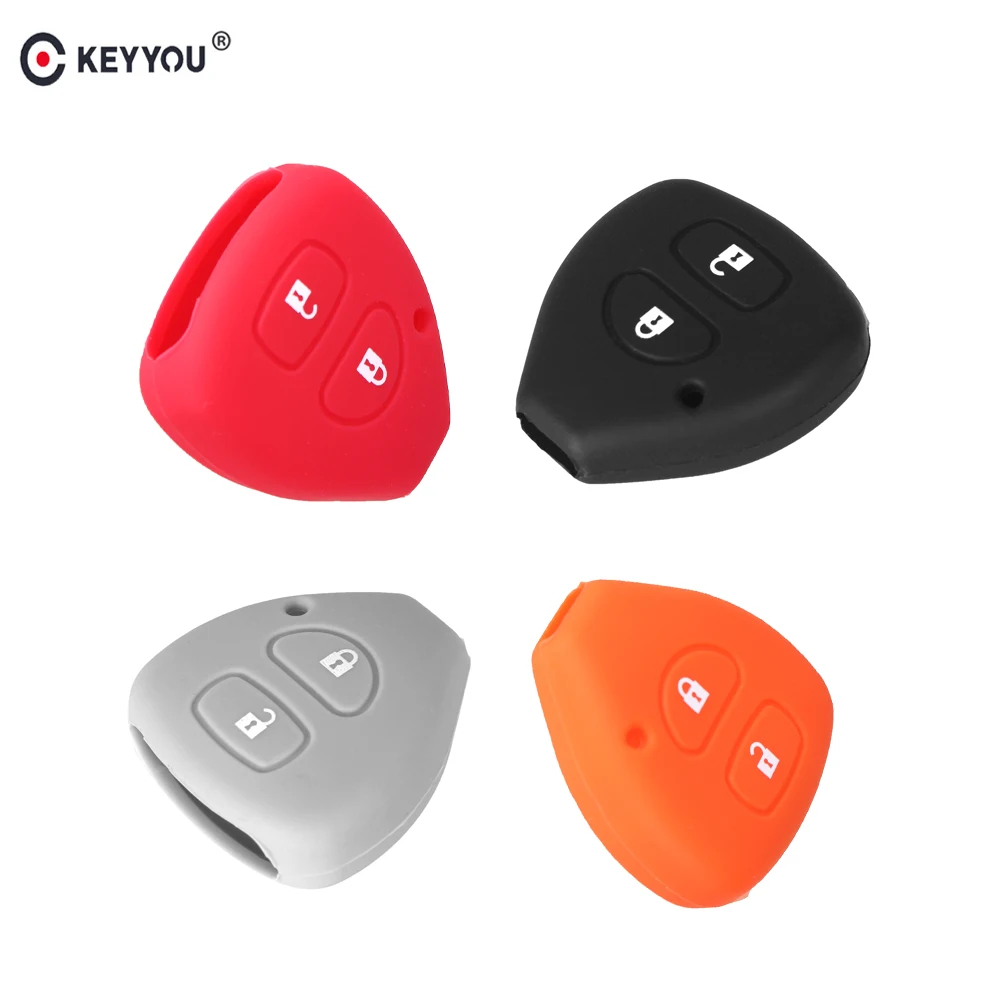 KEYYOU силиконовый для ключа автомобиля чехол TOYOTA Corolla Hilux Vitz Rav4 Aqua Camry 2 кнопки