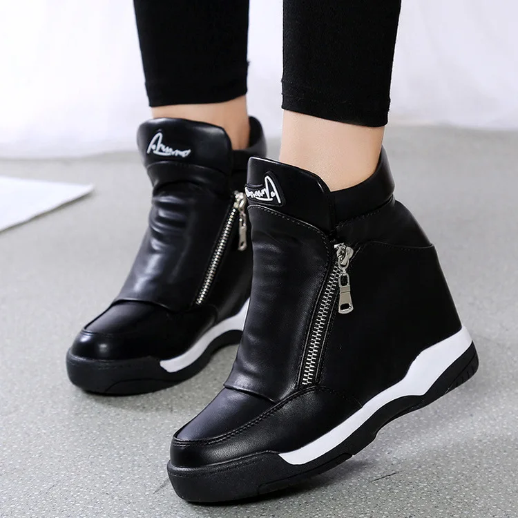 2019 Fashion Hidden Increasing Sneakers Women Casual Shoes Black White High-top Leather Shoes Wedge Platform Shoes Zipper Hidden
2019 Fashion Hidden Increasing Sneakers Women Casual Shoes Black White High-top Leather Shoes Wedge Platform Shoes Zipper Hidden
