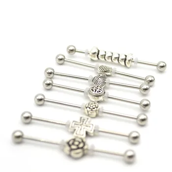 New Industrial Stud Earrings Scaffold Bar Ear Piercing Barbell Stud 316l Stainless Steel 14G Length 40 Rose Cross Fahion Jewelry
New Industrial Stud Earrings Scaffold Bar Ear Piercing Barbell Stud 316l Stainless Steel 14G Length 40 Rose Cross Fahion Jewelry