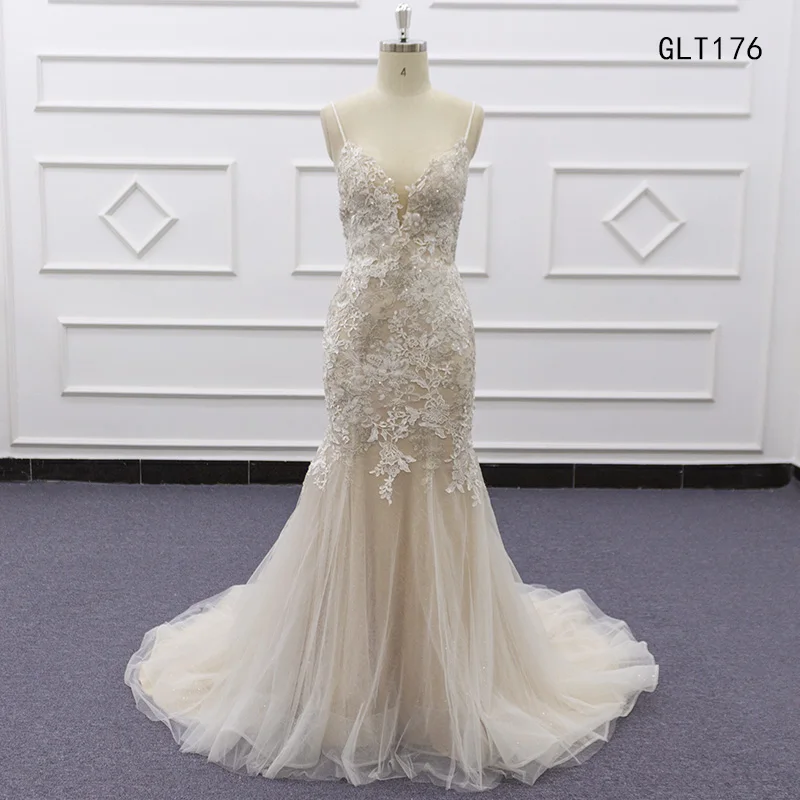 Elegant Lace Wedding Dress Vestidos de novia 2019 Mermaid Bridal Dress V-Neck Spaghetti Straps Floor Length Wedding Gowns GLT176
Elegant Lace Wedding Dress Vestidos de novia 2019 Mermaid Bridal Dress V-Neck Spaghetti Straps Floor Length Wedding Gowns GLT176