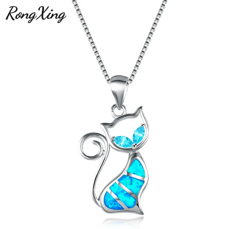 RongXing Cute Cat Blue Fire Opal Pendants Necklaces for Women 925 Sterling Silver Filled Lake Blue Birthstone CZ Necklace NL0077
RongXing Cute Cat Blue Fire Opal Pendants Necklaces for Women 925 Sterling Silver Filled Lake Blue Birthstone CZ Necklace NL0077