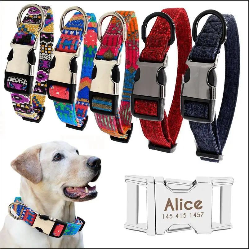 Dog Collar Personalized Nylon Pet Dog Tag Collar Custom Puppy Cat Nameplate ID Collars Adjustable For Medium Large Dogs Engraved
Dog Collar Personalized Nylon Pet Dog Tag Collar Custom Puppy Cat Nameplate ID Collars Adjustable For Medium Large Dogs Engraved