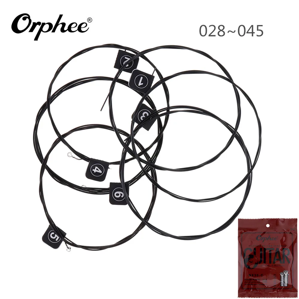 

6pcs/set Orphee Classic Guitar Strings Set 028-045 Color Plated Nylon String Wire Guitar Parts with Great Tone & Hard Tension