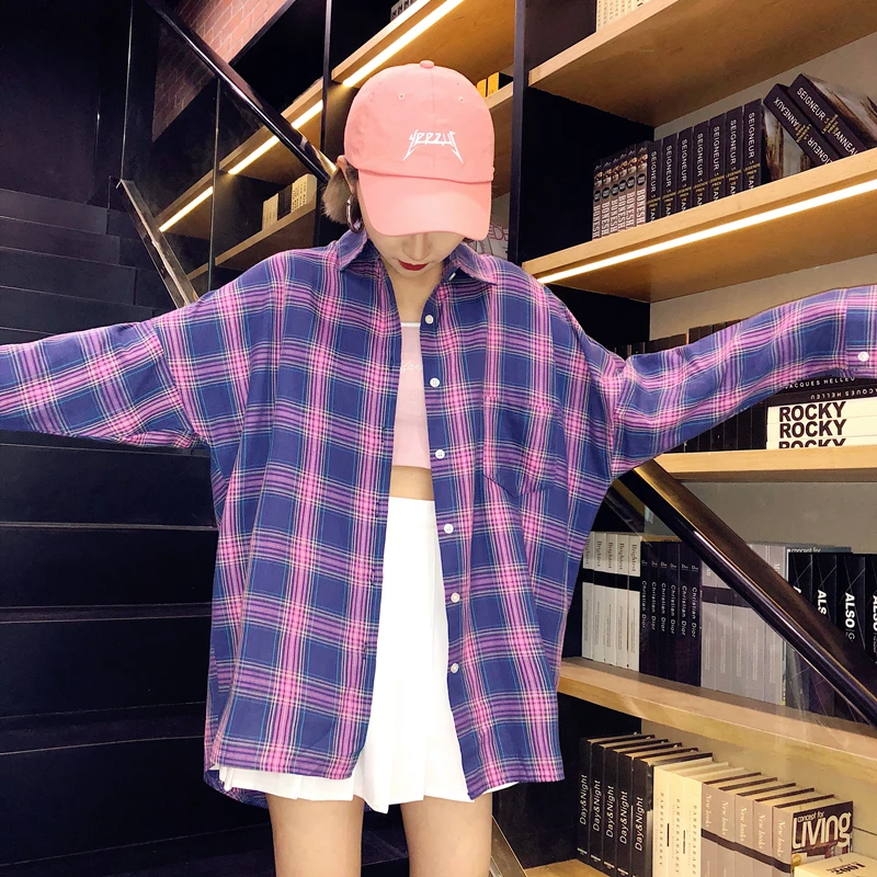 Vintage Cotton Long Sleeve Women Shirts Harajuku Fashion Mid-Long Loose Plaid Student Shirts Streetwear Summer Autumn Shirts
Vintage Cotton Long Sleeve Women Shirts Harajuku Fashion Mid-Long Loose Plaid Student Shirts Streetwear Summer Autumn Shirts