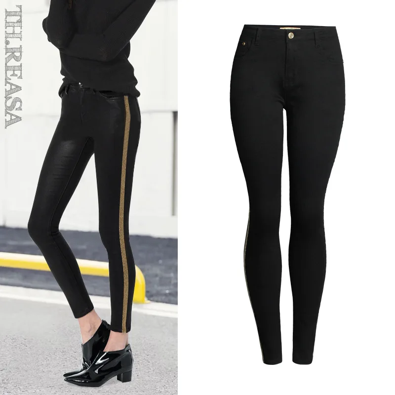2018 Spring Fashion Sequined Side Stripe Jeans Women Europe America Denim Cotton Slim Push Up Black Skinny Pencil Pants Mujer
2018 Spring Fashion Sequined Side Stripe Jeans Women Europe America Denim Cotton Slim Push Up Black Skinny Pencil Pants Mujer
