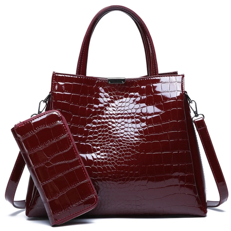 Luxury Brand Crocodile Women Bag Patent Leather Women Handbags Set Large Capacity Shoulder Bag Female Tote Bags+Wallet
Luxury Brand Crocodile Women Bag Patent Leather Women Handbags Set Large Capacity Shoulder Bag Female Tote Bags+Wallet