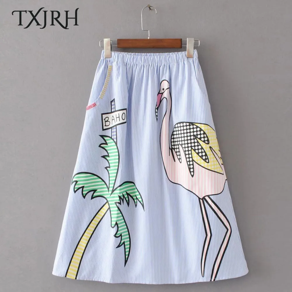 TXJRH Vintage Firebirds Palm Coconut Tree Print Stripe Pockets High Waist Knee-Length Swing A-Line Skirt Stylish Women Q17-03-46
TXJRH Vintage Firebirds Palm Coconut Tree Print Stripe Pockets High Waist Knee-Length Swing A-Line Skirt Stylish Women Q17-03-46