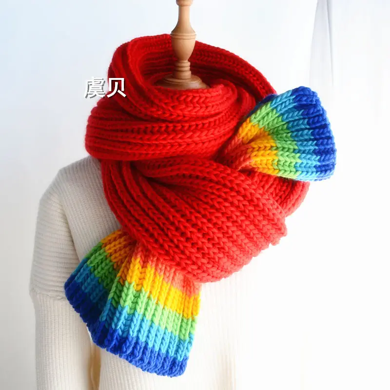 New arrived red rainbow cashmere knitted scarf women soft winter thick warm scarves neck circle for ladies long large big scarf
New arrived red rainbow cashmere knitted scarf women soft winter thick warm scarves neck circle for ladies long large big scarf