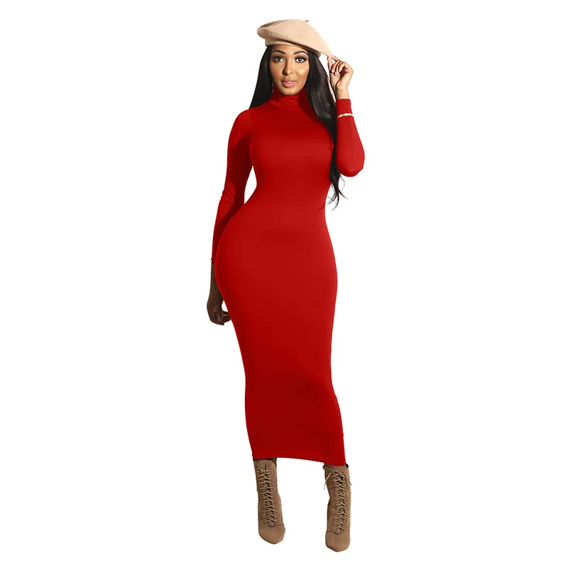 NORMOV Autumn Women Dress Solid Turtleneck Long Sleeve With Zipper Mid Calf Spandex Sheath Dress Office Lady
NORMOV Autumn Women Dress Solid Turtleneck Long Sleeve With Zipper Mid Calf Spandex Sheath Dress Office Lady
