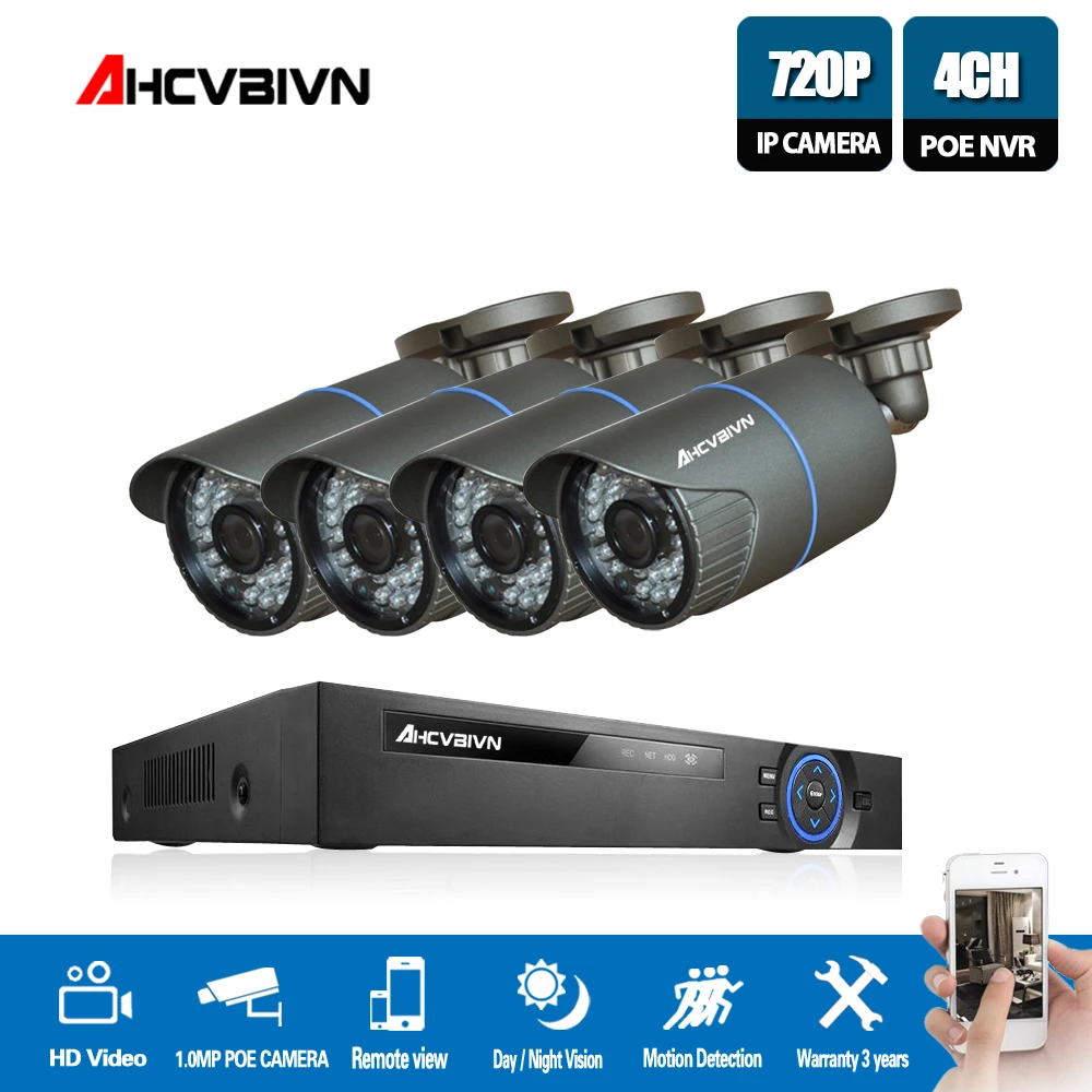 

4CH 1080P HDMI POE NVR CCTV Camera System 2MP Outdoor IP66 IP Camera P2P Onvif Video Security Surveillance Kit APP View