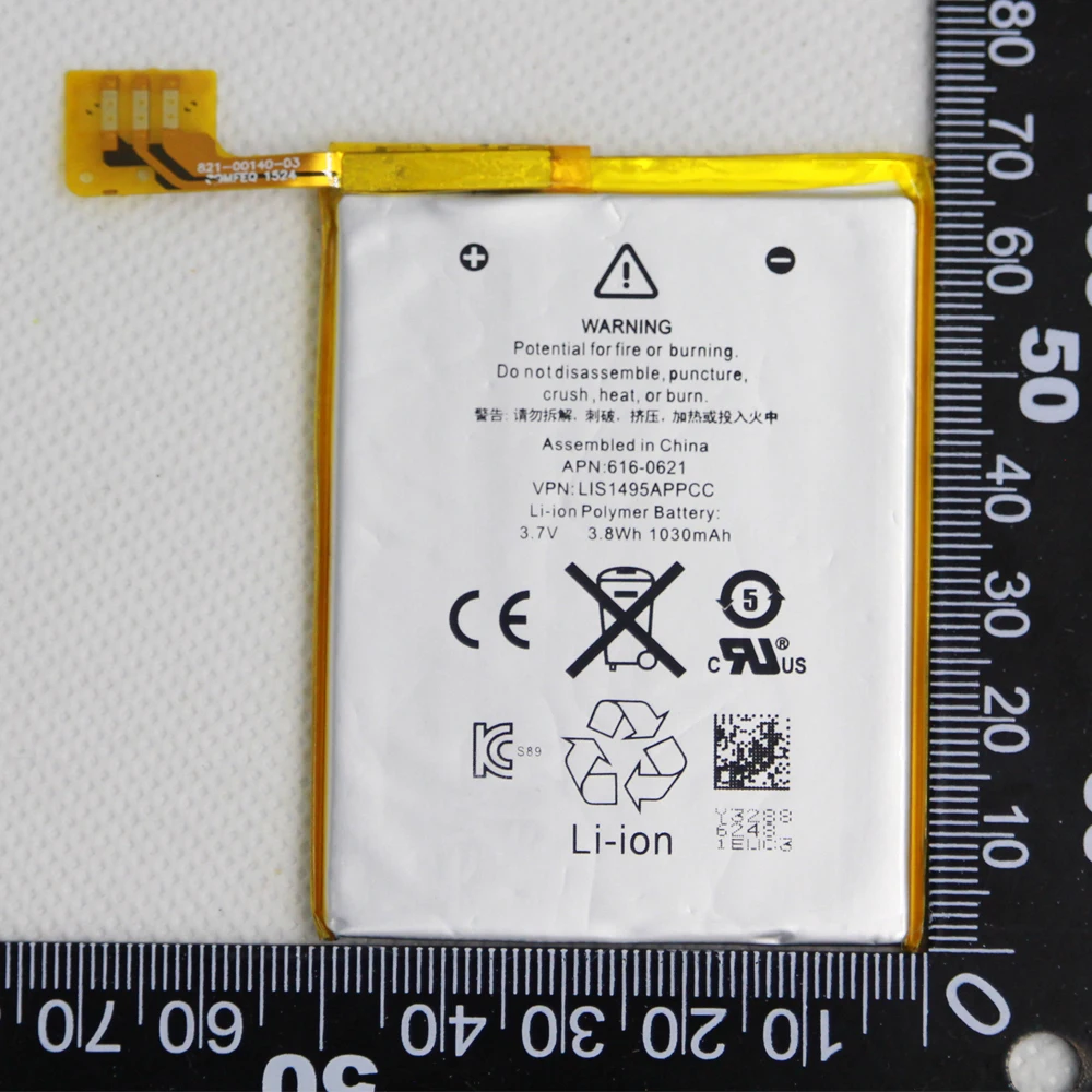 50pcs 1030mAh 616-0621 / LIS1495APPCC Internal Replacement LI-ion Battery For iPod Touch 5th 5 5g Generation
50pcs 1030mAh 616-0621 / LIS1495APPCC Internal Replacement LI-ion Battery For iPod Touch 5th 5 5g Generation