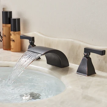 Bathroom Basin Faucet 3pc Oil Rubbed Bronze Basin Water Taps Two Handles Three Holes Deck Mounted
Bathroom Basin Faucet 3pc Oil Rubbed Bronze Basin Water Taps Two Handles Three Holes Deck Mounted