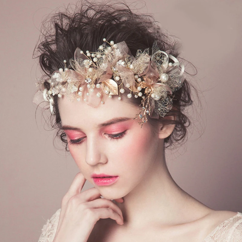 Hair-Jewelry-Bride-Headband-Handmade-Flower-Tiara-Gold-Color-Rhinestone-Simulated-Pearl-Wedding-Headpiece-Hair-Accessories