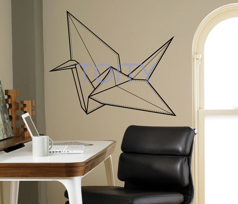 

Оригами, модель бумаги, художественная виниловая наклейка, домашний интерьер, дизайн, спальня, оформление спальни, съемная роспись, высота 56 см x ширина 76 см