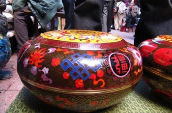 China Royal Palace Bronze Copper cloisonne Enamel plate jar Pot crock Bowl Pair
China Royal Palace Bronze Copper cloisonne Enamel plate jar Pot crock Bowl Pair