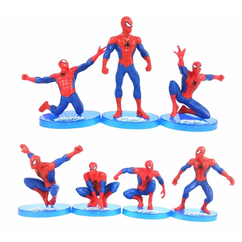 7Pcs Cake Topper Figure Birthday Characters SPIDERMAN Action Figures Toys Gifts
