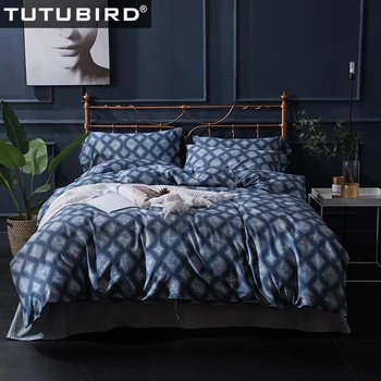100% Egyptian cotton deep blue plaid bedding sets Duvet Cover Europe style satin covers pillowcase queen king size
100% Egyptian cotton deep blue plaid bedding sets Duvet Cover Europe style satin covers pillowcase queen king size