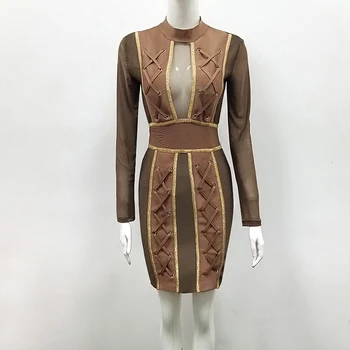 2019 new fashion women's sexy bandage dress army green long-sleeved mesh stitching party mini Bodycon dress Vestidos
2019 new fashion women's sexy bandage dress army green long-sleeved mesh stitching party mini Bodycon dress Vestidos
