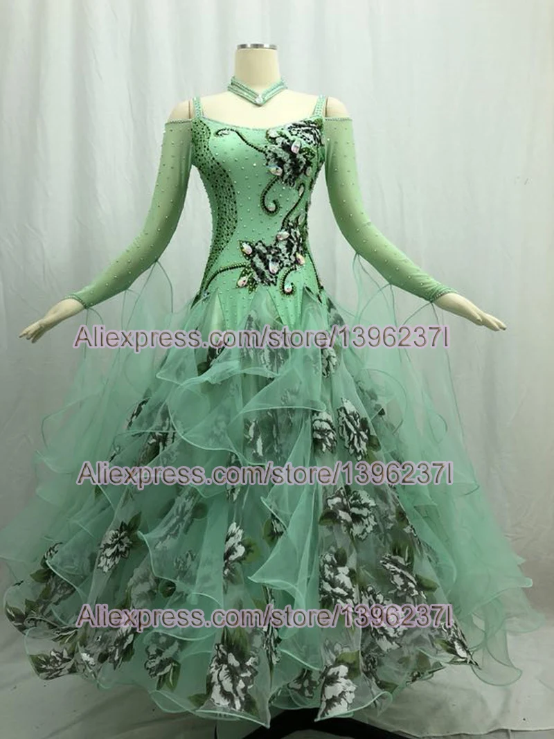 Ballroom Competition Dance Dress Women Top Quality Long Sleevve Green Waltz Dancing Skirt Adult Standard Ballroom Dance Dresses
Ballroom Competition Dance Dress Women Top Quality Long Sleevve Green Waltz Dancing Skirt Adult Standard Ballroom Dance Dresses