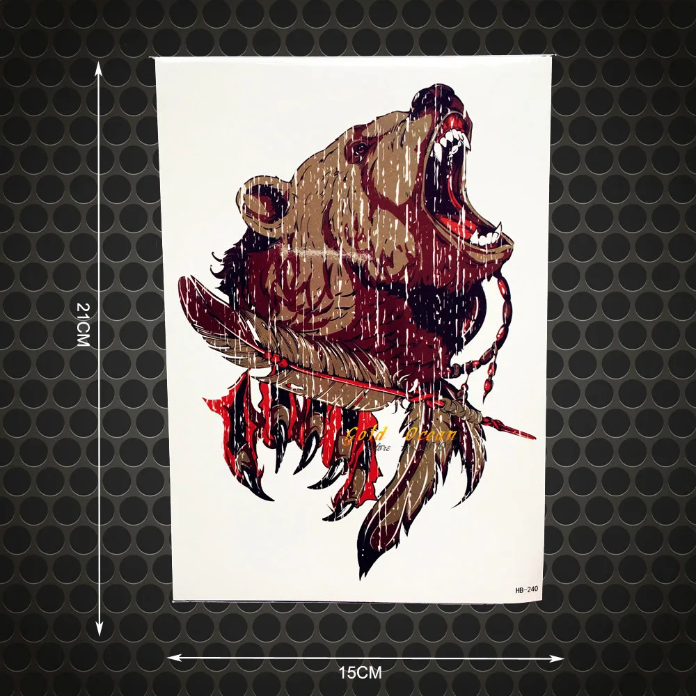 Beast Master Waterproof Temporary Roaring Bear Body Art Shoulder Tattoo Stickers 21x15CM Large Size Arm Tattoo Sleeve Men Women
Beast Master Waterproof Temporary Roaring Bear Body Art Shoulder Tattoo Stickers 21x15CM Large Size Arm Tattoo Sleeve Men Women