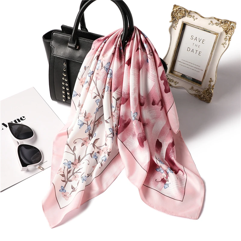 Women Square Silk Scarf Floral Print Foulard Lady Neck Scarfs Smooth Hand Kerchief Femme Bandana Scarves 2019 New
Women Square Silk Scarf Floral Print Foulard Lady Neck Scarfs Smooth Hand Kerchief Femme Bandana Scarves 2019 New