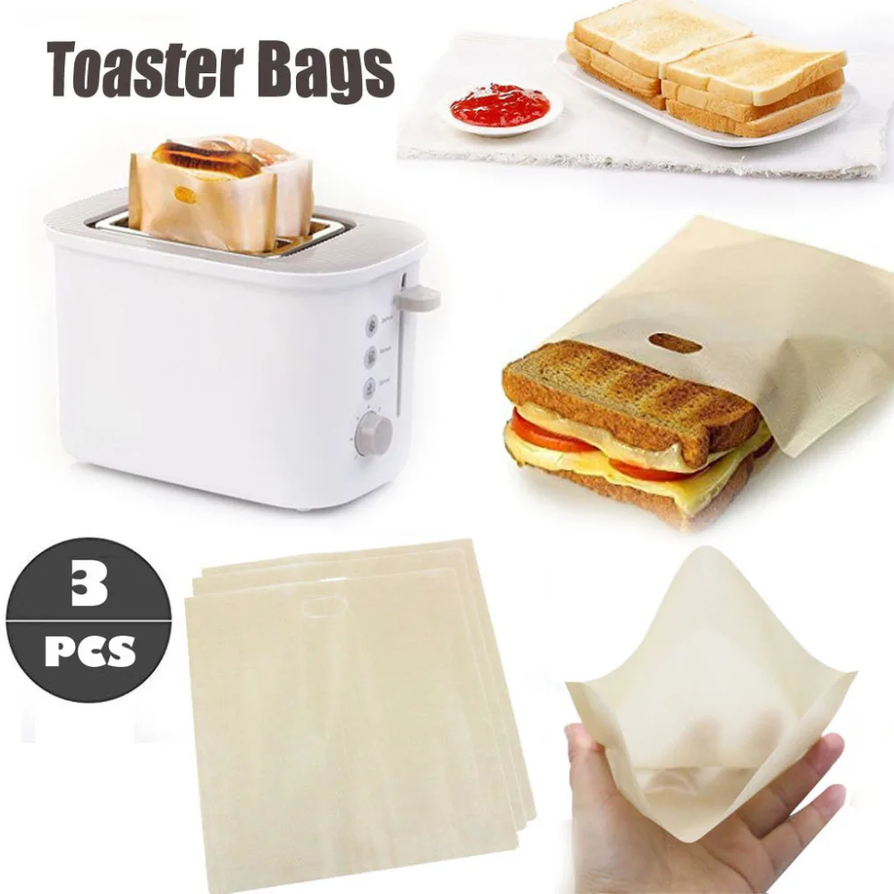2PCS Reusable Non Stick Baked Toast Bread Bags Grilled Cheese Sandwiches