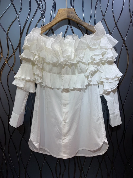 2019 Xia Xin Female Neck Irregular Folded Wood Ear Side Splicing Pure Colored Button Top 709
2019 Xia Xin Female Neck Irregular Folded Wood Ear Side Splicing Pure Colored Button Top 709