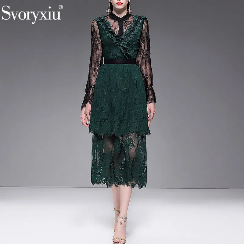 Svoryxiu Sexy Perspective Lace Party Dress Women's Fashion Designer Spring Summer Color Matching Long Dresses Vestdios
Svoryxiu Sexy Perspective Lace Party Dress Women's Fashion Designer Spring Summer Color Matching Long Dresses Vestdios