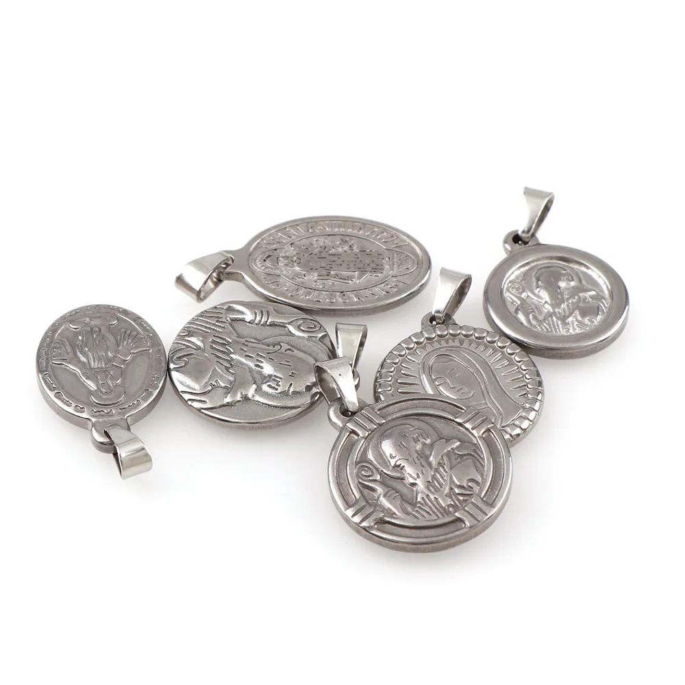 Round Saint Benedict Medal Pendant Steel Color Catholic Cross Charm Religious Mother Maria Stainless Steel Prayer
Round Saint Benedict Medal Pendant Steel Color Catholic Cross Charm Religious Mother Maria Stainless Steel Prayer
