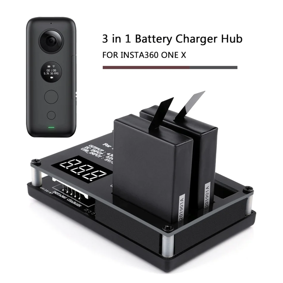 Hub 3in1 Micro USB Battery Charger for Insta360 ONE X Panoramic Camera with Voltage Display 60mins Fast Charging US/EU Plug
Hub 3in1 Micro USB Battery Charger for Insta360 ONE X Panoramic Camera with Voltage Display 60mins Fast Charging US/EU Plug