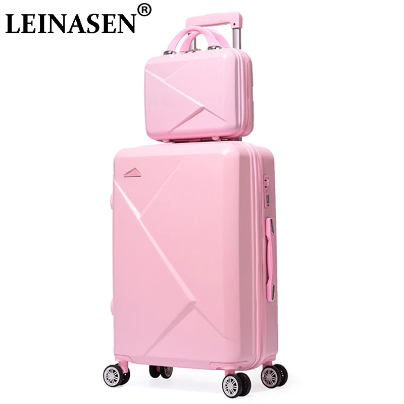 

2PCS/SET 14inch Cosmetic bag 20/22/24/28 inches girl students trolley case Travel spinner luggage rolling suitcase Boarding box