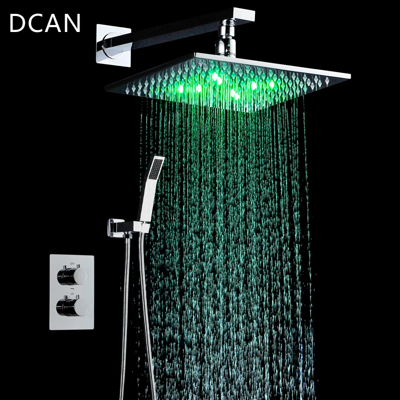 

DCAN 10" Rainfall Shower Head System Polished Chrome Bath Wall Mounted Shower Faucet Bathroom Luxury Rain Mixer Shower Combo Set