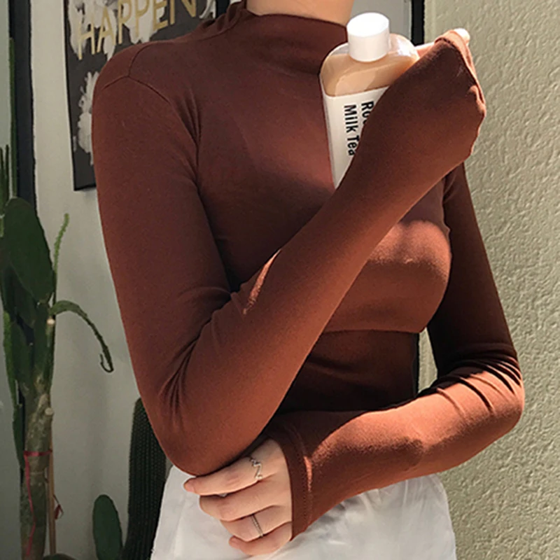 Autumn Korean Ulzzang Solid Turtleneck T-shirt Women Casual Long Sleeve Slim T Shirt Female Tshirt Vogue Tops Tee
Autumn Korean Ulzzang Solid Turtleneck T-shirt Women Casual Long Sleeve Slim T Shirt Female Tshirt Vogue Tops Tee