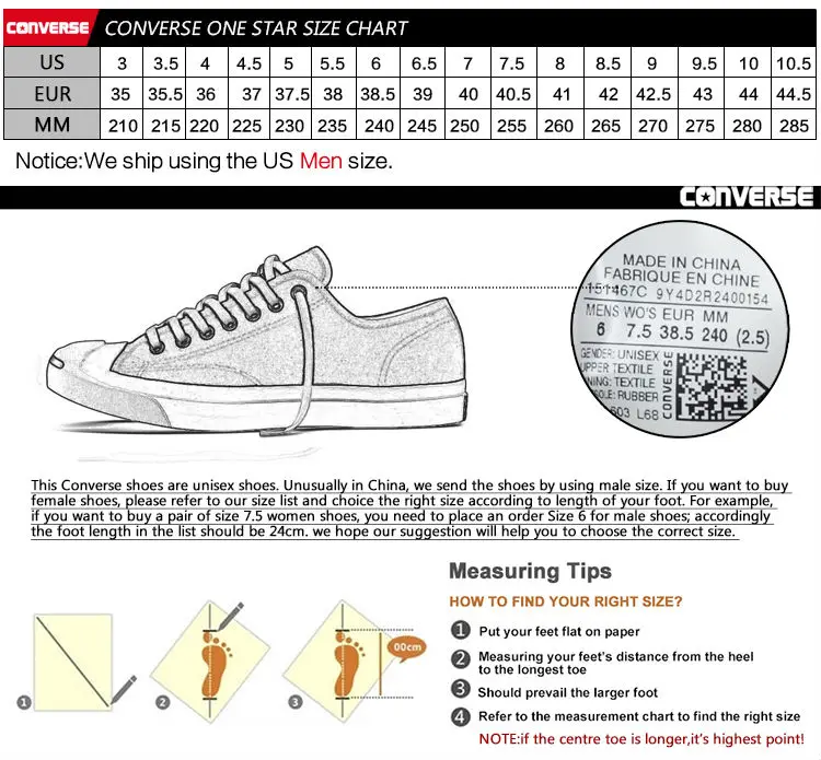 converse unisex sizing