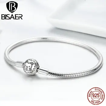 BISAER Authentic 925 Sterling Silver Femme Snake Chain Bracelets & Bangles Animal Lion Clasp Women Bracelets Fine Jewelry GXB054
BISAER Authentic 925 Sterling Silver Femme Snake Chain Bracelets & Bangles Animal Lion Clasp Women Bracelets Fine Jewelry GXB054